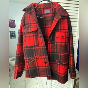 Warranted Pedelton black and red plaid winter jacket size small